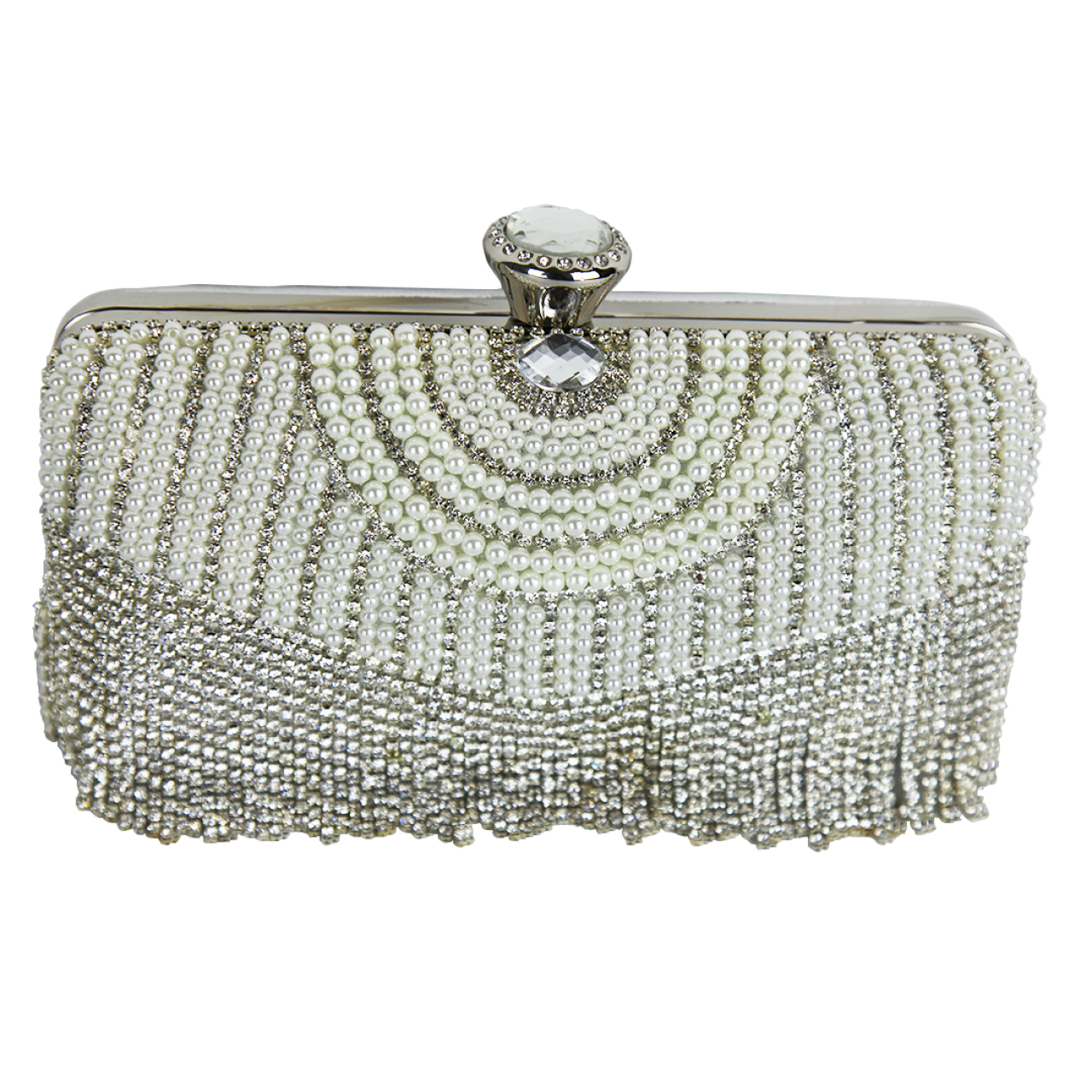 Casual Women Party Clutch Purse White Pearl Evening Bag USA